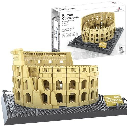 Römisches Kolosseum Bausteinset - 1756 Teile, Italien Kolosseum | Perfekt für Architekturliebhaber, Geschichtsinteressierte und Bauherren, die detaillierte Wahrzeichen-Modelle mögen.