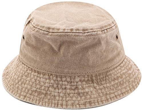 Yixda Vintage Cotton Fischerhut Sonnenhut Washed Retro Outdoor Bucket Hat (Khaki)