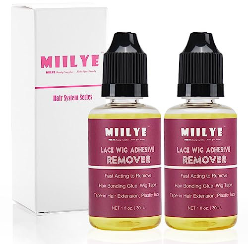 MIILYE,Rimozione di colla per parrucche, extension con nastro adesivo per rimuovere residui,solvente per la sostituzione dei capelli,Sistemi cosmetici per la rimozione dei capelli, confezione da 2