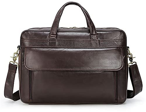 Herren Laptoptasche Arbeitstasche Handtasche, Herren 15.6inch Laptoptasche Messenger Bag Exporable Business Aktentasche Echtes Leder Portfolio Satchel Crossbody Schulter Handtasche Laptop Businesstasc