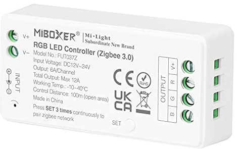 LIGHTEU®, controller per strisce LED Miboxer Zigbee3.0 RGB 12V/24V compatibile con Zigbee Echo Plus APP/controllo vocale, FUT037Z