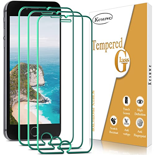 Kesuwe 3 Stück Panzer Schutz Glas für iPhone SE 2020/8 / 7 / 6S / 6 | Anti-Bläschen, Anti-Öl, 9H Härte, Ultrabeständig, HD Displayschutzfolie