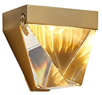MASINIES Wall Light LED 5W Dimmable 3 Color Temperature Wall Lights Indoor Modern Crystal Glass Decorative Wall Lamp, for Living Room Bedroom Dining Room Hallway Stairs Balcony, Gold