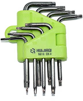 CLABMROEC Set di 9 chiavi esagonali Torx, piccole dimensioni, T5, T6, T7, T8, T9, T10, T15, T20