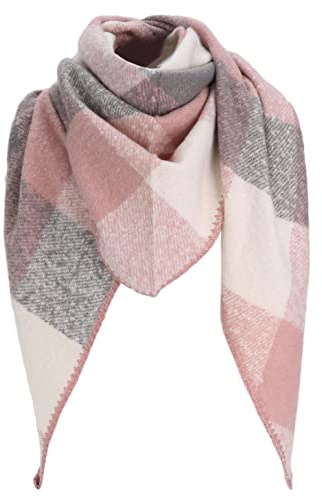 irisaa Schal Damen dreieck, weiche flauschige Deckenschal mit Leopard Karomuster, dreieckstuch Winter Halstuch für Frauen Mädchen, Lang Kuschelig 190 * 80cm, Schal Farben 2020:Pink Grau