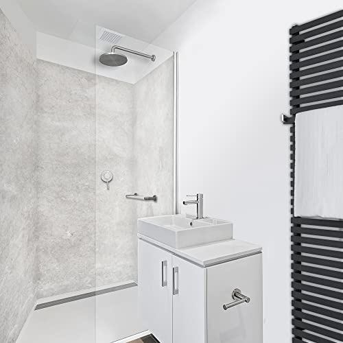 WANDFREUDE individuelle Duschrückwand Aluverbundplatte auf Maß (3 Stück - Polierter Beton - Premium Matt Lack) – Dusche Wandverkleidung Duschwandverkleidung Duschrückwände