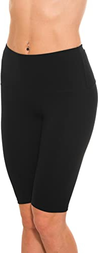 Alkato Pantalones Shorts Cortos de Cintura Alta para Mujer, Culotte Ciclismo/Negro, 38
