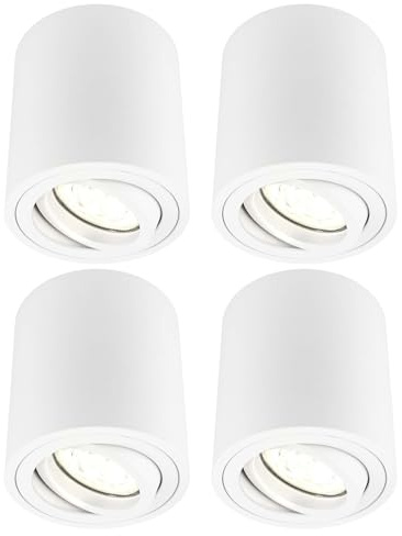 Ledvion - 4X LED Foco de Techo, Redondo, Regulable, 5W, 2700K, Blanco, Lámpara de Techo