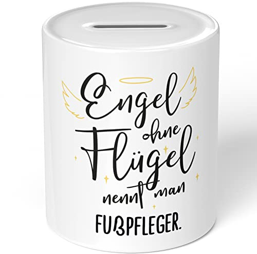 JUNIWORDS Spardose Sparbüchse, Engel ohne Flügel nennt man Fußpfleger (5163970)