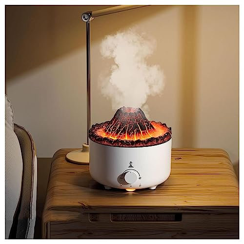 Difuseur Huiles Essentielle, Humidificateur D'air Flame 2 Couleurs/Formes De Fumée,Minuterie,Télécontrôle, Umidificateur D Air pour Maison,Chambre,Bureau,Yoga,D