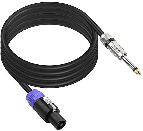 PNGKNYOCN Cavo per altoparlanti da Speakon a 1/4 TS, 12AWG NL2FC 2 pin Speakon maschio a 6,35 mm (1/4) Mono maschio Cavo per altoparlanti dell'amplificatore audio（2M/6,6FT）