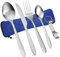 Vicloon Camping Cutlery Set, 5PCS Stainless Steel Flatware Set with Bottle Opener, Travel Cutlery Set Spoon Knife and Fork with Storage Bag for Camping Picnic Office School Lunch, Dark Blue