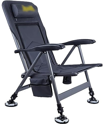 ZUMAHA Outdoor-Stuhl Klappbarer Campingstuhl mit abnehmbarem Kissendesign, Angelstuhl mit 5-Fach Verstellbarer Rückenlehne, Strandstuhl zum Sitzen und Liegen Dauerhaft