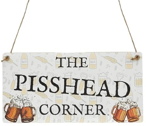 Second Ave Funny Corner Wooden Hanging Rectangle Home Bar Garden Sign Plaque
