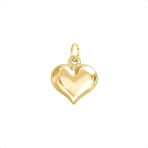 forme di Lucchetta Candado - Colgante con corazón abombado 3D medio | Oro amarillo de 14 quilates - Colgantes y colgantes para pulseras y collares (hasta 4 mm) - Mujer niña, Oro amarillo