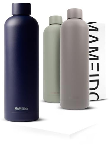 MAMEIDO Thermosflasche 750 ml, auslaufsichere Trinkflasche Edelstahl, Kohlensäure geeignet, BPA frei, Isolierflasche 12h heiß & 24h kalt (Dark Night)