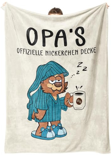 Opa Geschenk — Personalisierte Decke für Opa Geburtstag 157 * 132 cm | Opa Geschenk Geburtstag, Vatertag, oder Weihnachten, Super Weiche Decke aus Flanell, Vatertagsgeschenk für Opa