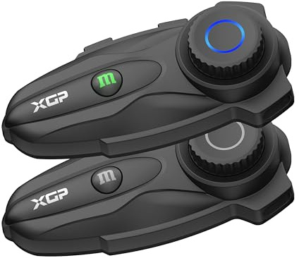 XGP X10 Intercomunicador Casco Moto Bluetooth 5.3, 10 Motociclistas Mesh Intercom de Comunicación 3000M, Auriculares Moto con Multitarea de Audio/Compartir Música, para ATV/Nieve/Esquí, 2 Paquete