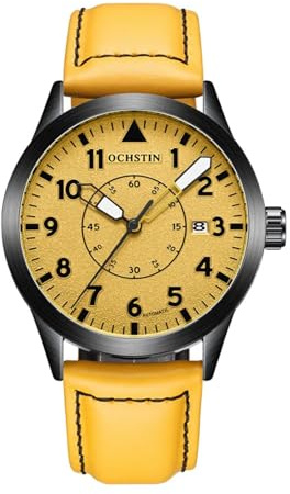 DAXIAOYU Automatische mechanische Herren-Armbanduhr, 22 mm, Lederarmband, analog, Datumsanzeige, klassische Armbanduhr, wasserdicht