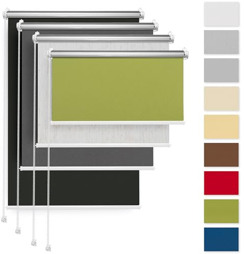 Rettika Verdunkelungsrollo ohne Bohren, für Fenster, Breite 120 cm, Höhe 120 cm, Grün Farbe, Klemmfix Montage, Jalousien Fenster, Fenster rollos für innen, Klemmrollo