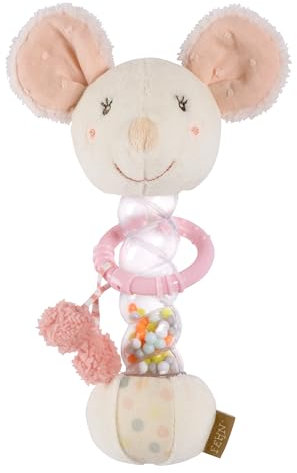 Fehn Regenmacher Maus – Motorik-Spielzeug mit Rassel zum Greifen und Geräusche erzeugen – Rasselstab fördert spielerisch Sinne & Motorik – für Babys und Kleinkinder ab 0+ Monaten