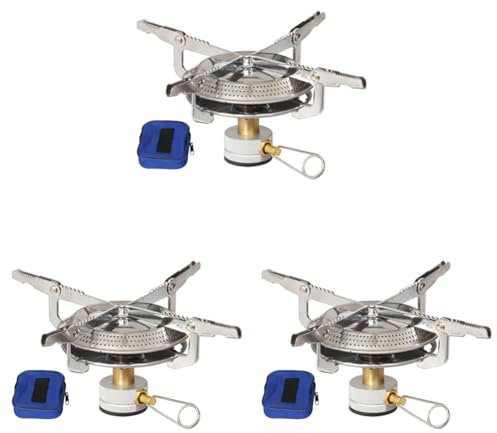 Fiorky Juego de 3 estufas de gas compactas para acampar | Estufa de camping pequeña al aire libre con bolsa de almacenamiento, estufa de cocina portátil ajustable para barbacoa, senderismo, escalada,