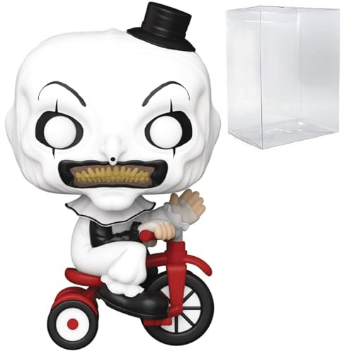 POP Funko Movies: Terrifier - Art the Clown with Bike Vinyl Figure | Mehrfarbig, 9,5 cm, gebündelt mit kompatibler Pop-Box-Schutzhülle
