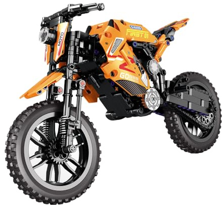 highdar Technik Motorrad Modellbausatz, 506 Klemmbausteine Supermotorrad Bausteine, Geländemotorrad Kreatives Bausatz Motocross Geschenk für Erwachsene Sammler Teenager