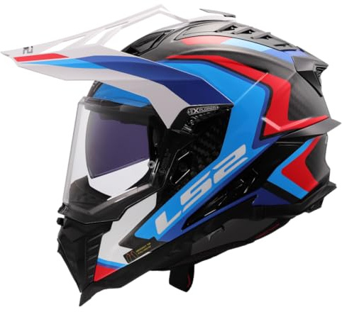 LS2, Motocross-Helm Explorer Carbon Frontier II Gloss White Blue, M
