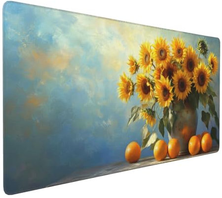 Large Mouse Pad 900x400x4mm Sunflower Gaming Mouse Mat Fruit XL Mousepad Anti-Fray Stitched Edges with Non-Slip Rubber Base,Ergonomic Mouse Pad Extended Desk Mat,for Home Office Accessories PC,Laptop