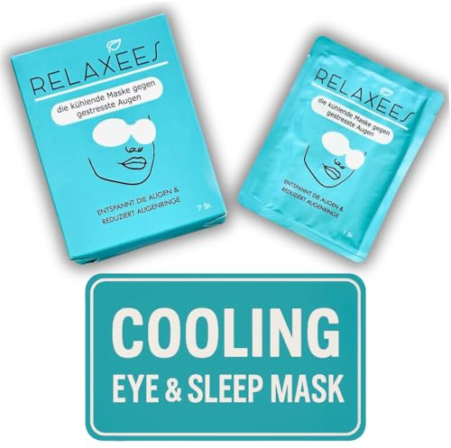 RELAXEES® Kühlende Augenmasken - gegen Augenringe & Anti-Stress | Einweg-Schlafmaske & Reise Gadget für Damen, Herren & Kinder | Kühlmaske für Entspannung & Jetlag | Weekly Box (7 Stück) (1)