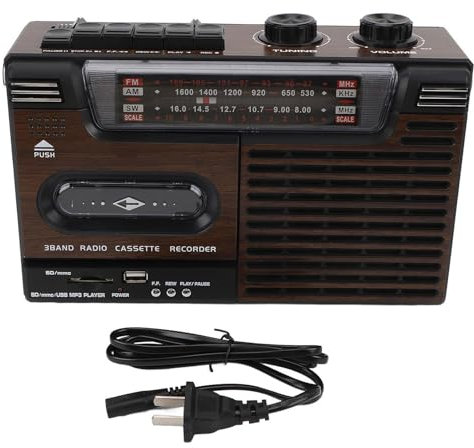 OZTYSGXM Retro-AM-FM-Radio – Kassetten-Boombox-Radio mit Holzmaserung, Tragbarer Kassettenrekorder, Batterie- Oder Netzbetrieben, UnterstüTzt Sd-/USB-Eingang, füR Familientreffen Reisen
