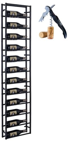 Lendo Online Weinregal zur Wandmontage - 6/12/24 Flaschen - Weinhalter - Wandregal - Flaschenregal - Hängendes Weinflaschenregale - Metall - Schwarz (39x10x164cm (LxTxH))