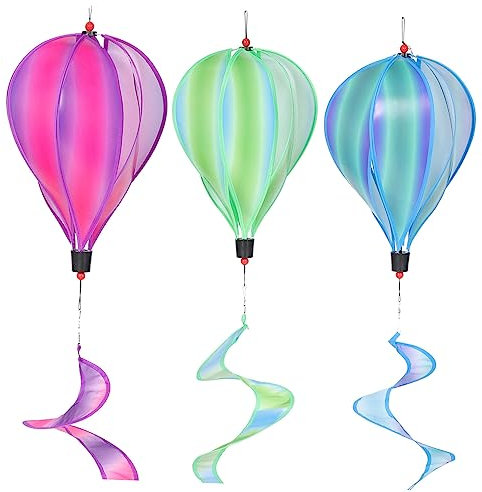 VANZACK 3pièces Montgolfières Girouettes Décoration De Jardin Pendentifs De Ballons pour Extérieur Moulin à Vent Suspendu