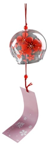 Zasdvn Japanische Windspiele,Japanische Windglocken | Japanische romantische Blumenwindglocken | Handgefertigter Anhänger als Heimdekoration, traditionelles kleines Glückswindspiel, Gartenglocke für