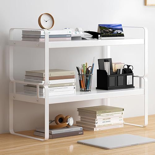 White 50cm Desk Shelf Etagere for Home & Dorm Multi Functional Display Stand Office Storage Solution Modern Desktop for Efficient Workspace