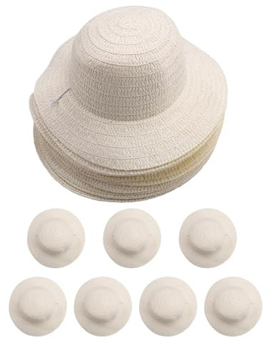 Sujurio 20 Pcs DIY Straw Hat Set Beach Summer Work Farmer Hats for Men Women Kids Cowboy Birthday Party Decoration