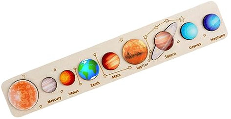 SUPVOX Wooden Planet Puzzle Toy for Boys and Girls Planet Toys for Preschool Learning Activities Interactive Matching Board Solar System Cognition Puzzle