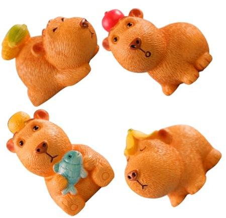 Zerodeko 4pièces Statuette De Résine Figurine Animaux Miniatures Décorations De Bureau Accessoires De Jardin Modèles Réalistes pour Micro-Paysage