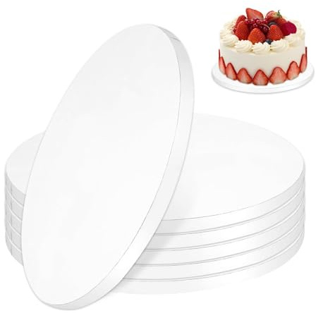 6Pcs White Cake Boards, 10 inch Strong Round Cake Board, Cakes Baking Base Holder for Fruit Sponges Cakes Desserts Patisserie, Wedding Birthday Party Baking Supplies, 12mm Thick