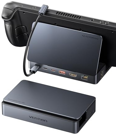 VENTION Steam Deck Docking Station, 9-in-1 Switch Dock with 4K@60Hz HDMI, 10Gbps USB-C/A, SD/TF, 1000Mbps Ethernet, 100W USB-C Charging, Compatible with Steam Deck, ROG Ally, Switch, LEGION Go, iPad