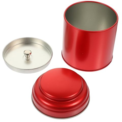 Warmhm Boîte à Thé Hermétique en Fer, Double Paroi, Rouge, 75x90 Mm | Format Rond, pour Grains de Café et Sucre, Usage la Cuisine ou Voyage, Réutilisable au Quotidien