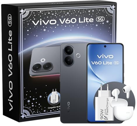 vivo V60 Lite Móvil 5G, 8+256GB ROM, Dimensity 7360-Turbo, Cámara 50MP, Vídeo 4K, Pantalla 6,7’’ 120 Hz AMOLED, Batería 6500 mAh, Carga rápida 90W, telefono móvil con IA, Azul
