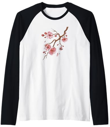 Sakura Fiori di ciliegio Festa di Primavera Giappone Maglia con Maniche Raglan