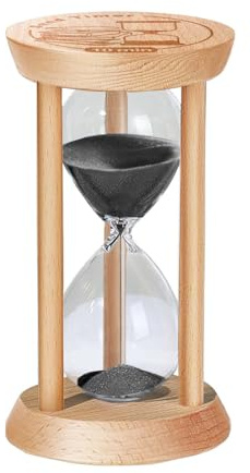 2 Minute Hourglass, 2 Min Wooden Sand Timer, Wood Sand Watch, Two Minute Mini Hour Glass, Reloj De Arena, Small Sandglass for Toothbrush Timer, Cooking, Decorative, Work, Game, Gift, Black