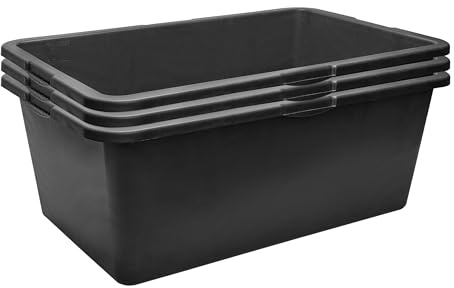 Garronda Pack de 3 Gaveta de Obra Rectangular 80 L – Cubeta Plástica Resistente para Mortero y Mezclar Cemento, Contenedor Multiusos Tipo Bañera para Construcción, Hogar y Jardín GD-0169 Negro