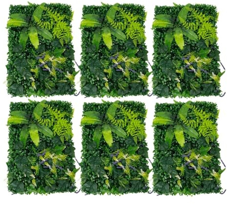 ALMLEU Faux Gazon Lot de 6 Murs végétaux artificiels (60 x 40 cm) for Jardins, balcons, porches et Aires Jeux