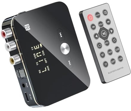 Gundhgstrr Émetteur-Récepteur Audio NFC Bluetooth 5.4 avec Prise Jack 3,5 mm et Adaptateur Audio sans Optique/Coaxial pour Haut-Parleurs de Voiture et TV