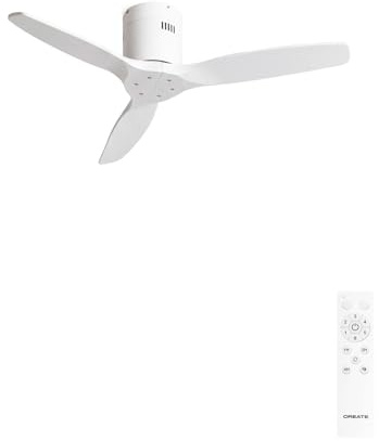 CREATE / WINDCALM NATURAL WOOD S/Ventilador de techo blanco con mando / 40W, Temporizador, Ø112 cm, 6 velocidades, 3 temperaturas de luz, función verano-invierno