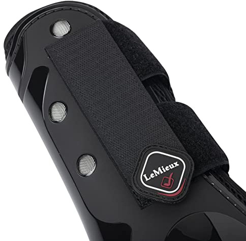 LeMieux Derby Projump Tendon Horse Boots in Black with Close Fitting Vented TPU Shell, Inner Lining & Cut Away Design - Medium